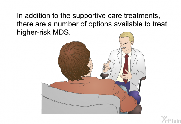 In addition to the supportive care treatments, there are a number of options available to treat higher-risk MDS.