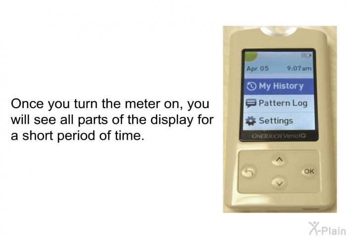 Once you turn the meter on, you will see all parts of the display for a short period of time.