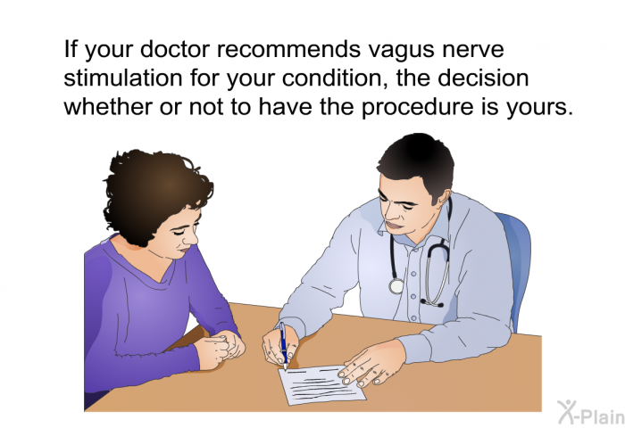 If your doctor recommends vagus nerve stimulation for your condition, the decision whether or not to have the procedure is yours.