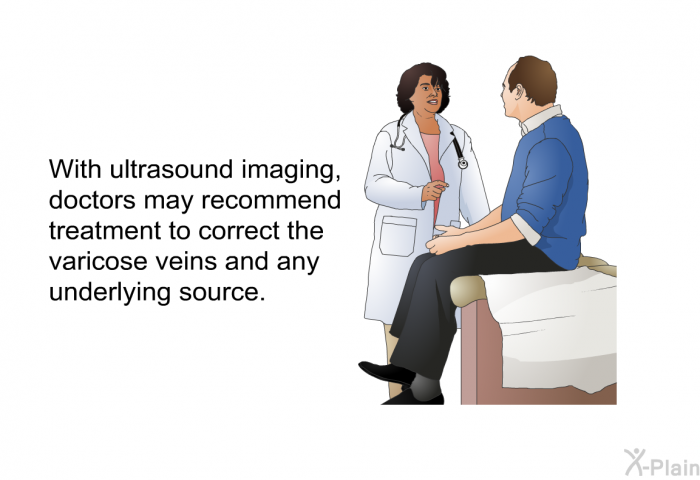 With ultrasound imaging, doctors may recommend treatment to correct the varicose veins and any underlying source.