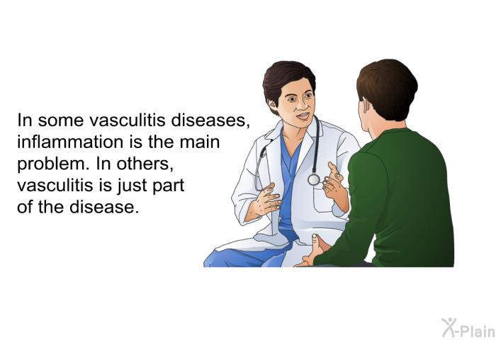 In some vasculitis diseases, inflammation is the main problem. In others, vasculitis is just part of the disease.