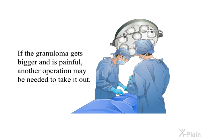 If the granuloma gets bigger and is painful, another operation may be needed to take it out.