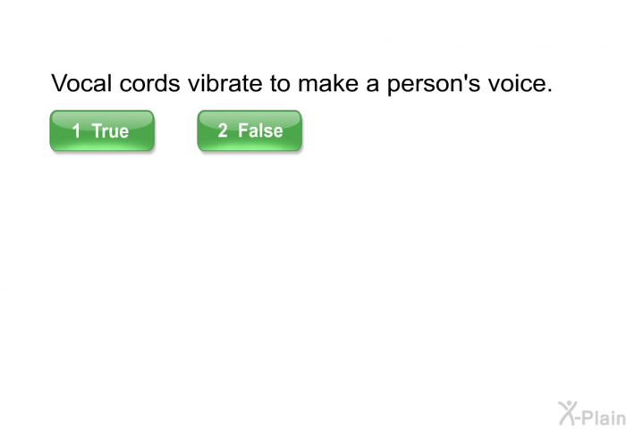 Vocal cords vibrate to make a person's voice.