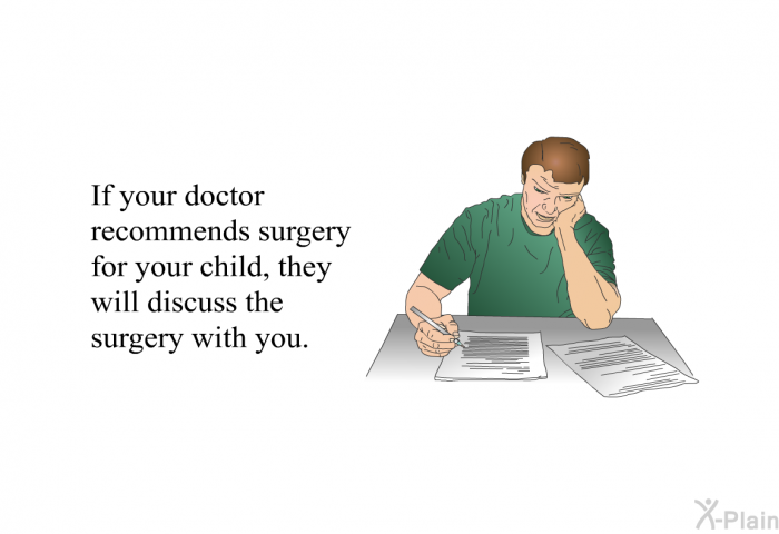 If your doctor recommends surgery for your child, they will discuss the surgery with you.