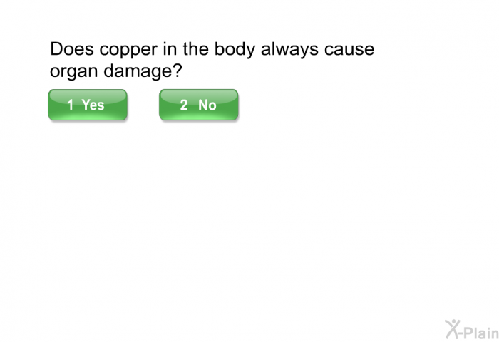 Does copper in the body always cause organ damage?