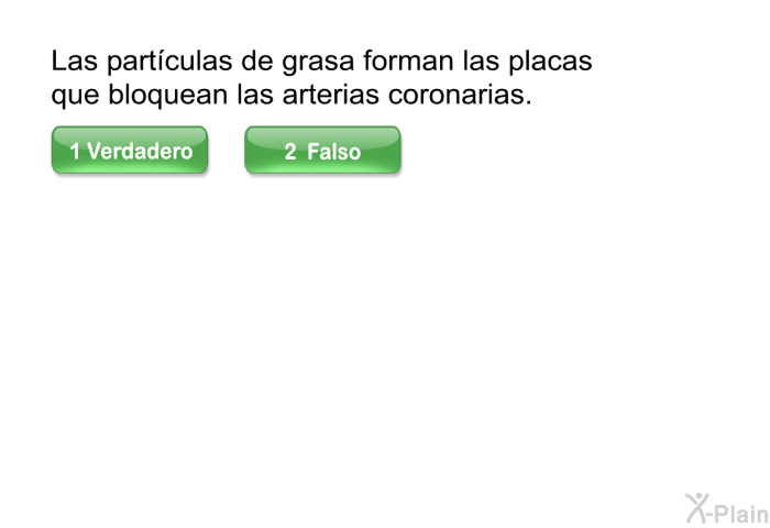 Las partculas de grasa forman las placas que bloquean las arterias coronarias.