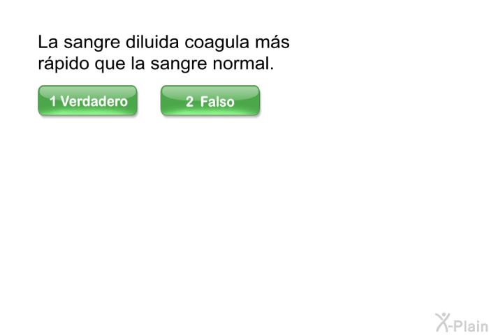 La sangre diluida coagula ms rpido que la sangre normal.