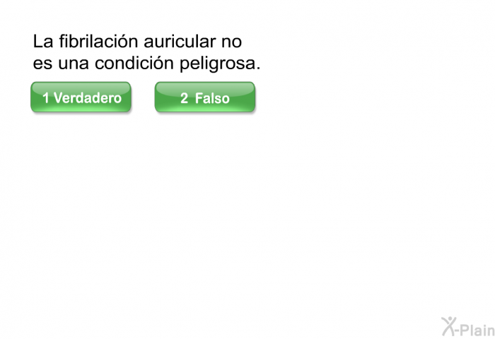 La fibrilacin auricular no es una condicin peligrosa.