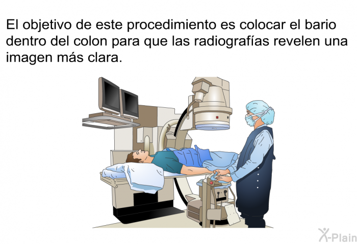 El objetivo de este procedimiento es colocar el bario dentro del colon para que las radiografas revelen una imagen ms clara.