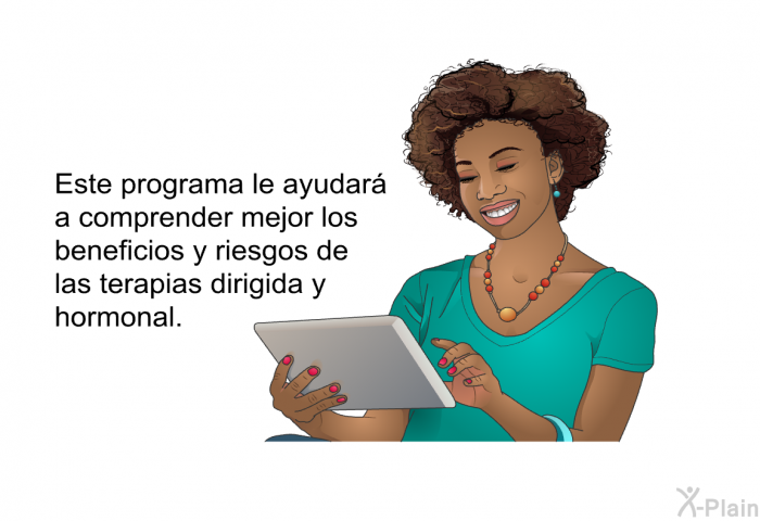 Esta informacin acerca de su salud a comprender mejor los beneficios y riesgos de las terapias dirigida y hormonal.