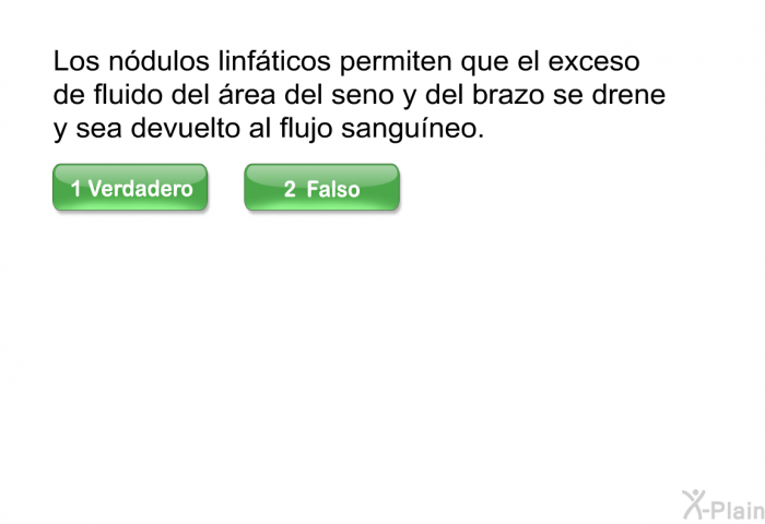 Los ndulos linfticos permiten que el exceso de fluido del rea del seno y del brazo se drene y sea devuelto al flujo sanguneo.