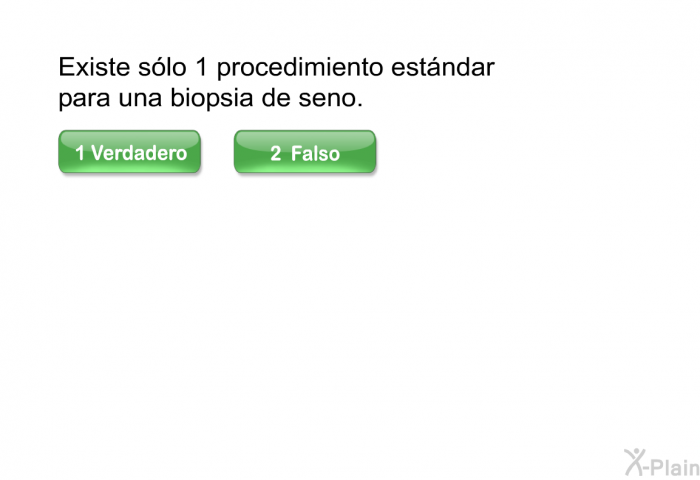 Existe slo 1 procedimiento estndar para una biopsia de seno.