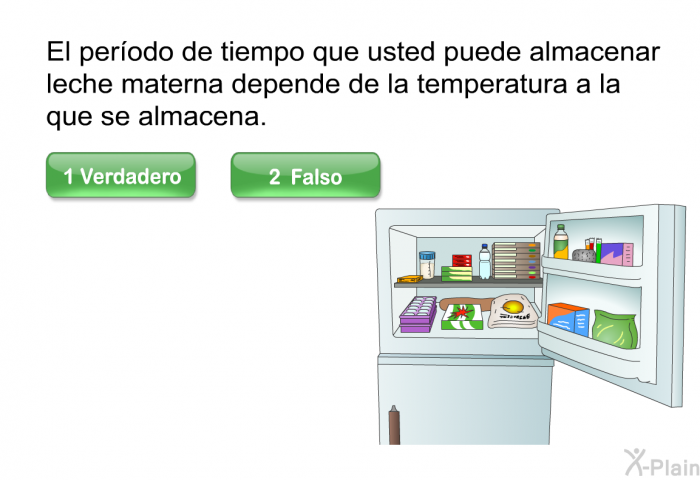 El per�odo de tiempo que usted puede almacenar leche materna depende de la temperatura a la que se almacena.