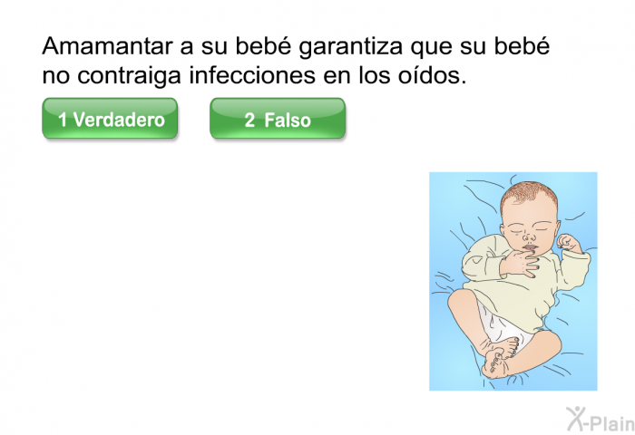 Amamantar a su beb garantiza que su beb no contraiga infecciones en los odos.