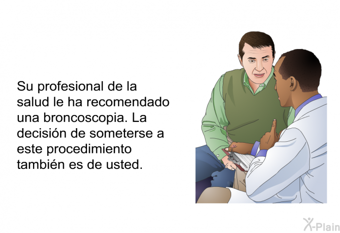 Su profesional de la salud le ha recomendado una broncoscopia. La decisin de someterse a este procedimiento tambin es de usted.