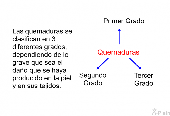 Las quemaduras se clasifican en 3 diferentes grados, dependiendo de lo grave que sea el dao que se haya producido en la piel y en sus tejidos.