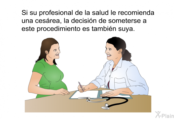 Si su profesional de la salud le recomienda una cesrea, la decisin de someterse a este procedimiento es tambin suya.