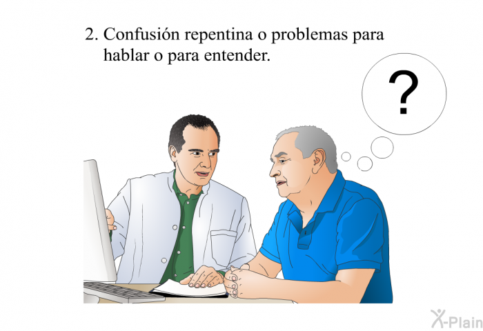 Confusi�n repentina o problemas para hablar o para entender.