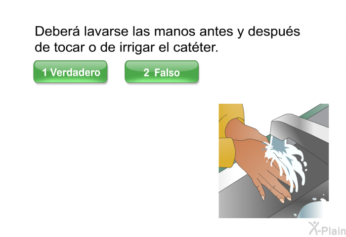 Deber� lavarse las manos antes y despu�s de tocar o de irrigar el cat�ter.