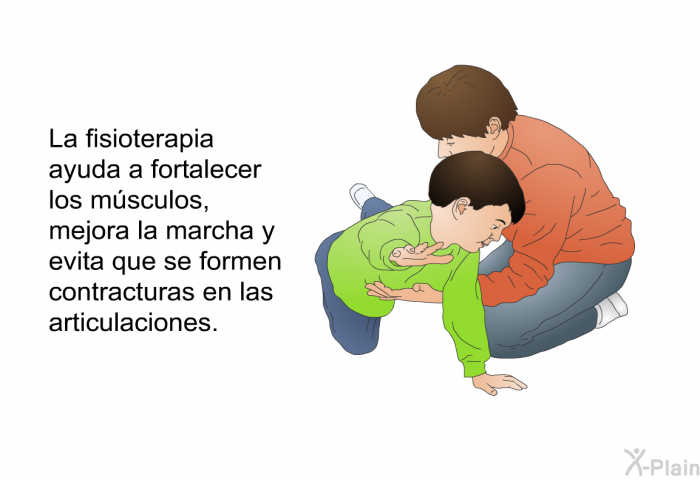 La fisioterapia ayuda a fortalecer los msculos, mejora la marcha y evita que se formen contracturas en las articulaciones.