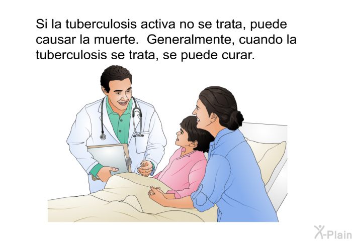 Si la tuberculosis activa no se trata, puede causar la muerte. Generalmente, cuando la tuberculosis se trata, se puede curar.