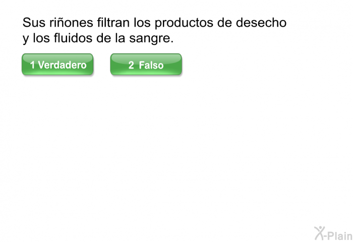 Sus riones filtran los productos de desecho y los fluidos de la sangre.