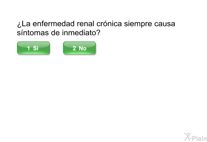 ¿La enfermedad renal crnica siempre causa sntomas de inmediato?