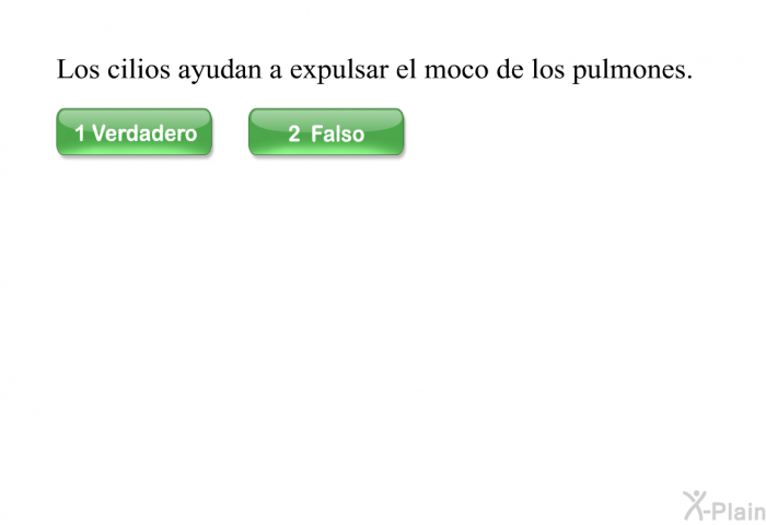 Los cilios ayudan a expulsar el moco de los pulmones.