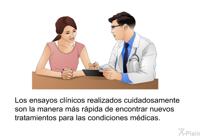 Los ensayos clnicos realizados cuidadosamente son la manera ms rpida de encontrar nuevos tratamientos para las condiciones mdicas.