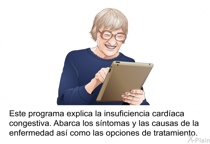 Esta informacin acerca de su salud explica la insuficiencia cardaca congestiva. Abarca los sntomas y las causas de la enfermedad as como las opciones de tratamiento.