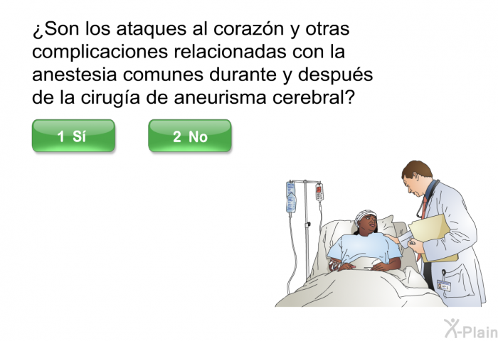 ¿Son los ataques al corazn y otras complicaciones relacionadas con la anestesia comunes durante y despus de la ciruga de aneurisma cerebral?