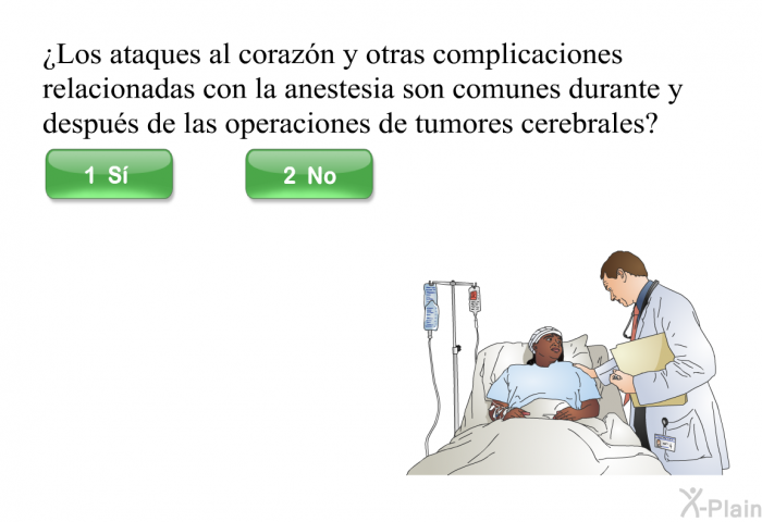 ¿Los ataques al corazn y otras complicaciones relacionadas con la anestesia son comunes durante y despus de las operaciones de tumores cerebrales?