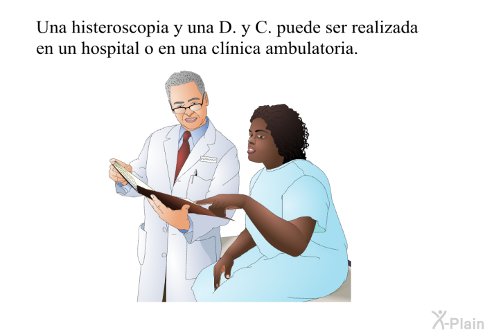 Una histeroscopia y una D. y C. puede ser realizada en un hospital o en una clnica ambulatoria.