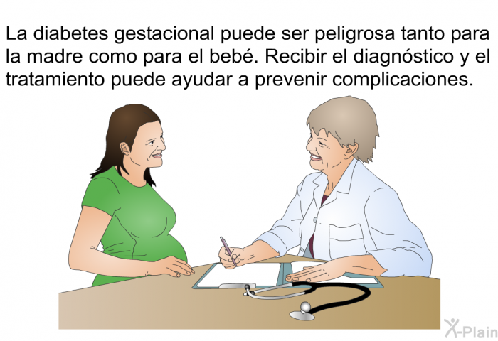 La diabetes gestacional puede ser peligrosa tanto para la madre como para el beb. Recibir el diagnstico y el tratamiento puede ayudar a prevenir complicaciones.