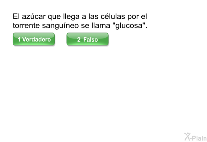 El azcar que llega a las clulas por el torrente sanguneo se llama “glucosa”.