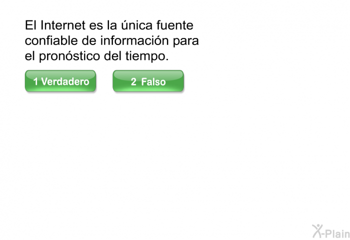 El Internet es la nica fuente confiable de informacin para el pronstico del tiempo.