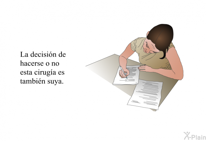 La decisin de hacerse o no esta ciruga es tambin suya.