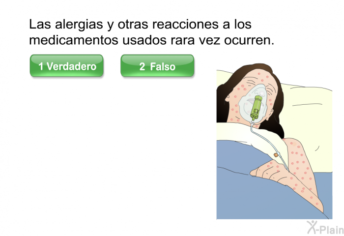 Las alergias y otras reacciones a los medicamentos usados rara vez ocurren.