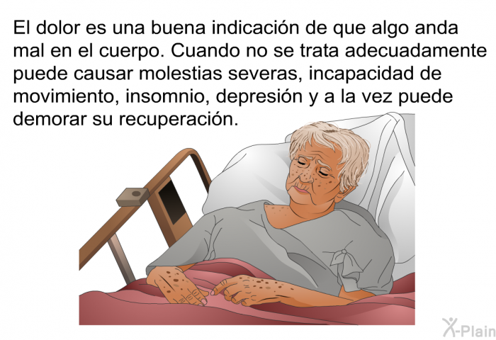 El dolor es una buena indicacin de que algo anda mal en el cuerpo. Cuando no se trata adecuadamente puede causar molestias severas, incapacidad de movimiento, insomnio, depresin y a la vez puede demorar su recuperacin.