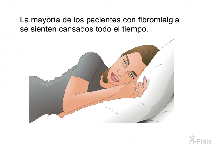 La mayora de los pacientes con fibromialgia se sienten cansados todo el tiempo.