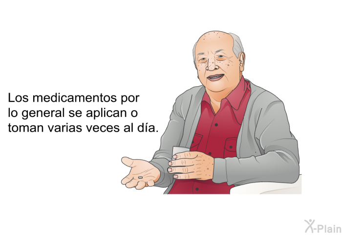 Los medicamentos por lo general se aplican o toman varias veces al da.