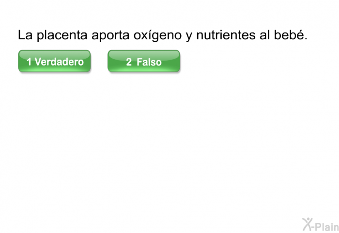 La placenta aporta oxgeno y nutrientes al beb.