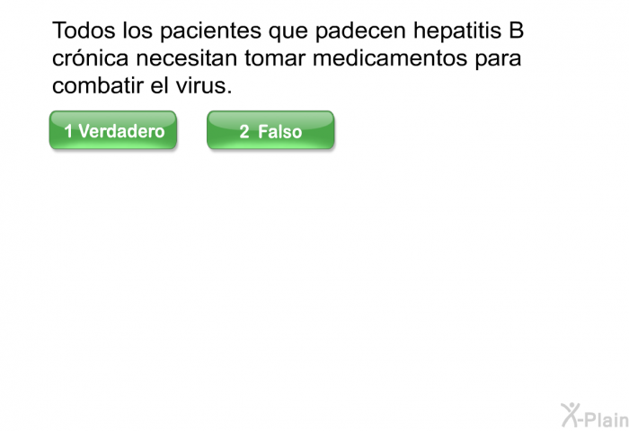 Todos los pacientes que padecen hepatitis B crnica necesitan tomar medicamentos para combatir el virus.