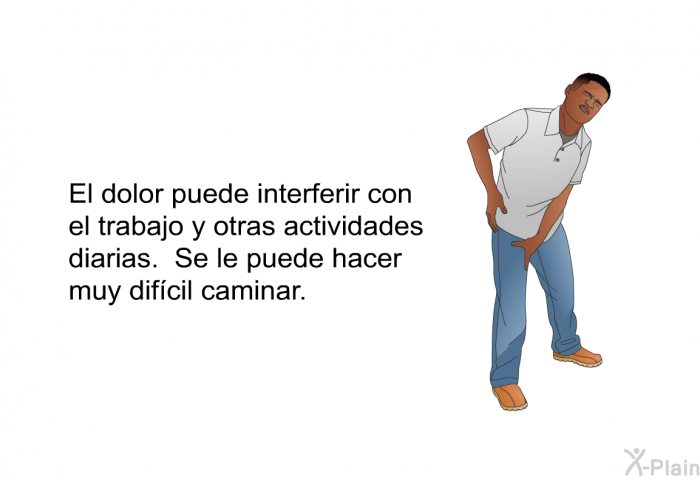 El dolor puede interferir con el trabajo y otras actividades diarias. Se le puede hacer muy difcil caminar.