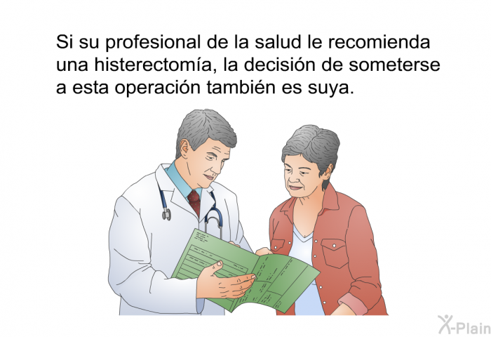 Si su profesional de la salud le recomienda una histerectoma, la decisin de someterse a esta operacin tambin es suya.