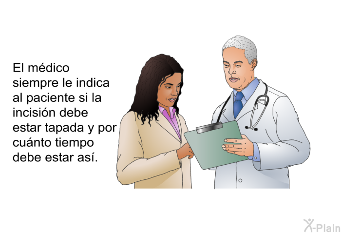El mdico siempre le indica al paciente si la incisin debe estar tapada y por cunto tiempo debe estar as.