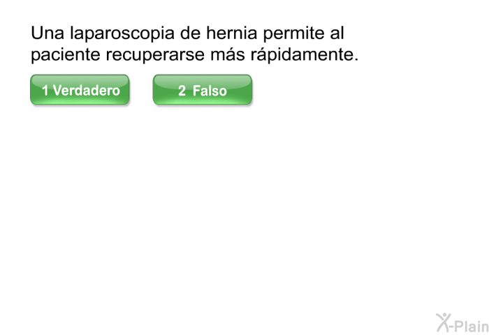 Una laparoscopia de hernia permite al paciente recuperarse ms rpidamente.