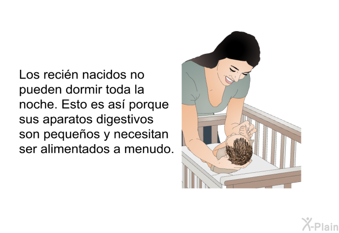 Los reci�n nacidos no pueden dormir toda la noche. Esto es as� porque sus aparatos digestivos son peque�os y necesitan ser alimentados a menudo.