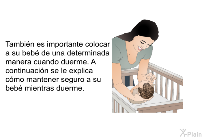 Tambin es importante colocar a su beb de una determinada manera cuando duerme. A continuacin se le explica cmo mantener seguro a su beb mientras duerme.
