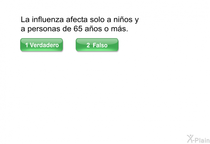 La influenza afecta solo a nios y a personas de 65 aos o ms.